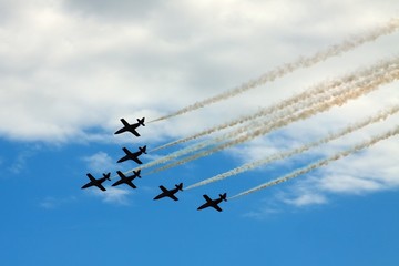 Six planes formation at airshow