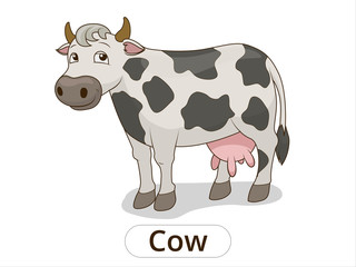 Cow animal cartoon illustration for children