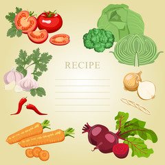 Blank recipes. Set of vegetables.