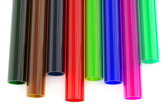 Colored acrylic plastic tubes