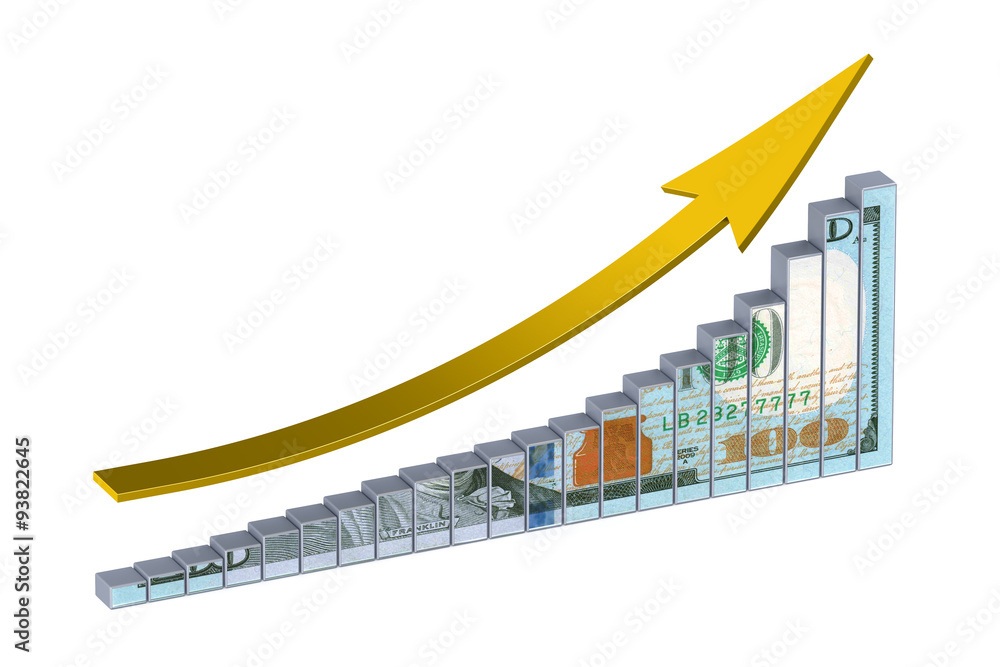 Poster dollar graph with arrow up