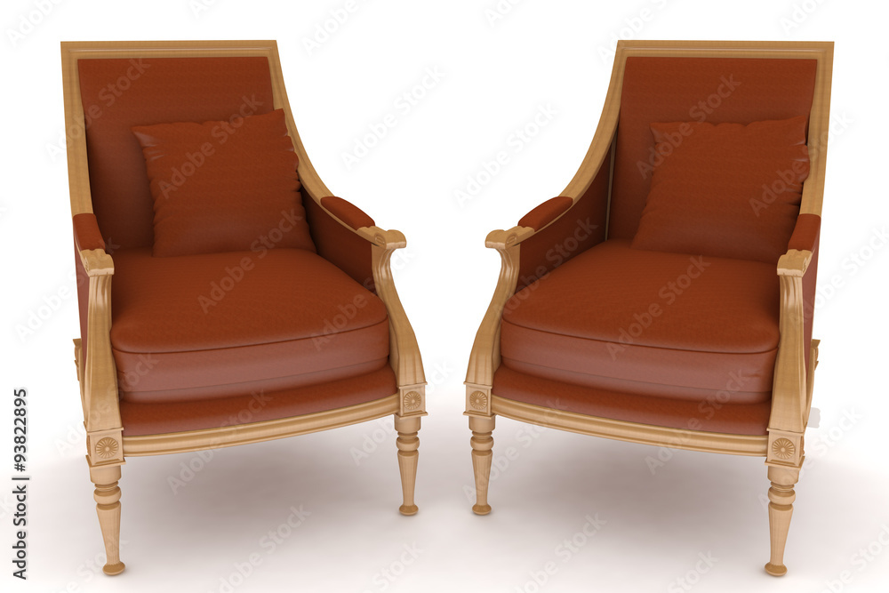 Wall mural two isolated brown armchair.