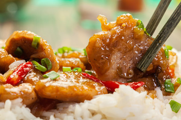 Sirloins on sweet and sour sauce
