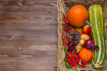 fresh autumn vegetables in a basket