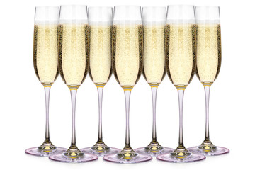 Glasses of champagne isolated on a white 
