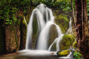Fototapeta na wymiar Majestic long exposure waterfall