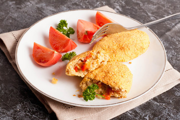 Healthy vegetable cutlets with vegetable and parsley