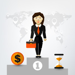 A Successful Woman in Suit on Pedestal