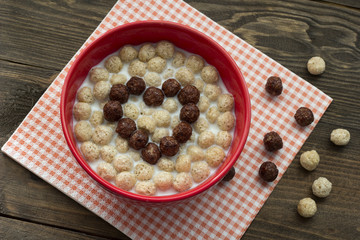 Heart of chocolatel balls with milk