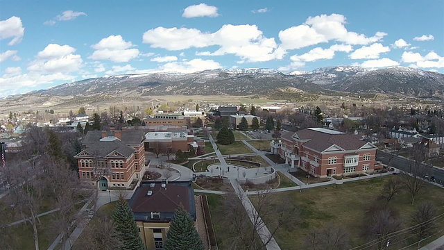 Aerial Snow College campus Ephraim Utah HD 0048
