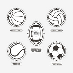 Fototapeta premium Sports balls logos, emblem.