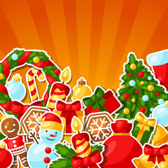 Merry Christmas and Happy New Year sticker invitation card