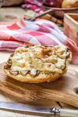 Sandwiches with mushrooms and cheese.