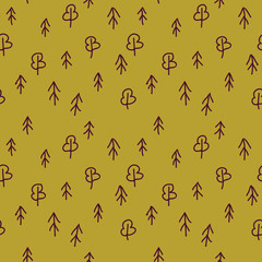 Forest nature abstract green doodles background