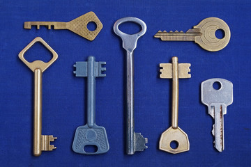 Keys on a blue background.