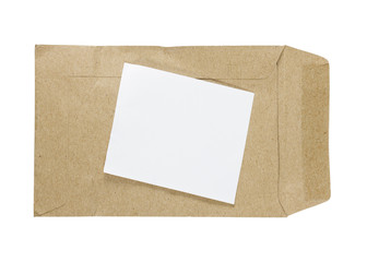 Brown Envelope document with paper isolated on white background