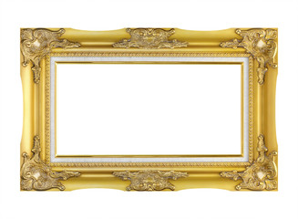 Golden frame isolated on the white background.