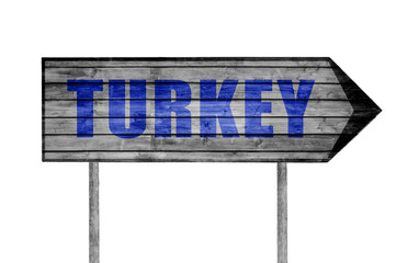 Turkey wooden sign isolated on white