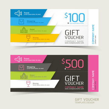 Gift voucher design template. Vector illustrations.