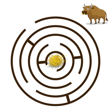 Game labyrinth find a way bull vector illustration