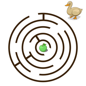 Game labyrinth find a way duck vector illustration