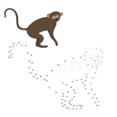 Obraz premium Connect the dots game vervet ape vector 