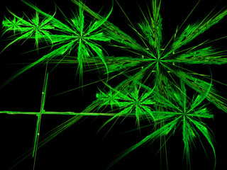 Abstract computer-generated image of futuristic green leaves