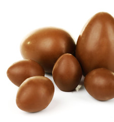 Chocolate Easter eggs isolated on white