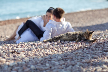 Bride and groom on the beach
