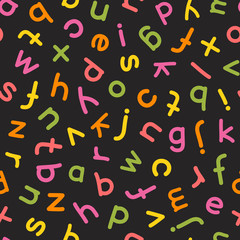 Hand Drawn Lowercase Letters Seamless Pattern Colorful