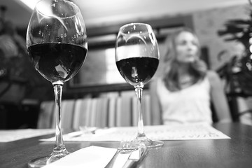 girl in the restaurant the evening blurred background