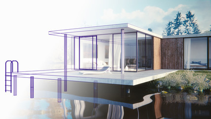 Skizze Haus am See (3D render) - 93836271