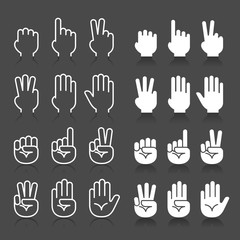 Hand gestures line icons set. Vector illustrations.