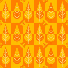 golden Autumn trees vector pattern