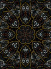 Fototapeta na wymiar Brown Ethnic pattern. Abstract kaleidoscope