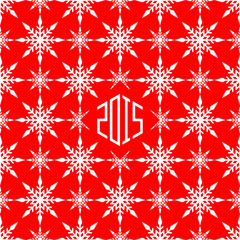 Happy new year red background with snowflakes pattern