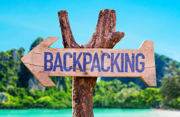 Backpacking arrow with beach background