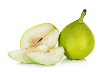 Green pear isolated on the white background