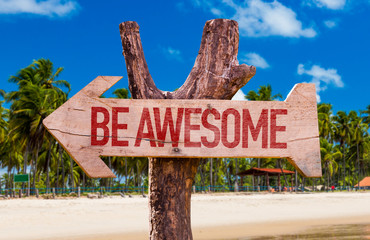 Be Awesome arrow with beach background