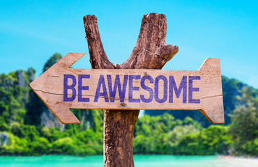 Be Awesome arrow with beach background