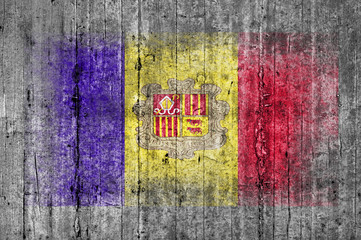 Andorra flag painted on background texture gray concrete