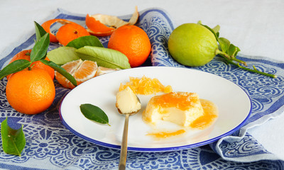 flan with orange topping - spanish egg pudding dessert