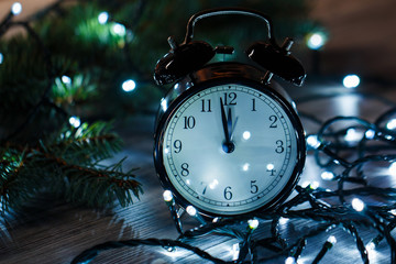 Alarm clock and christmas lights