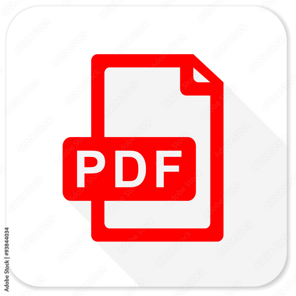 Aufkleber pdf file red flat icon with long shadow on white background