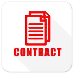 contract red flat icon with long shadow on white background