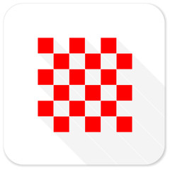 chess red flat icon with long shadow on white background
