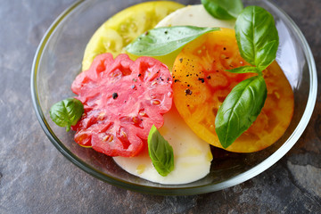 fresh tomatoes salad with cheese