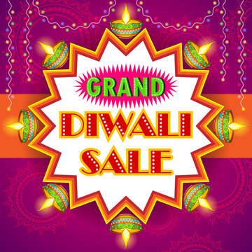 Happy Diwali promotion background with diya