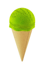 Ice cream with cone on white background