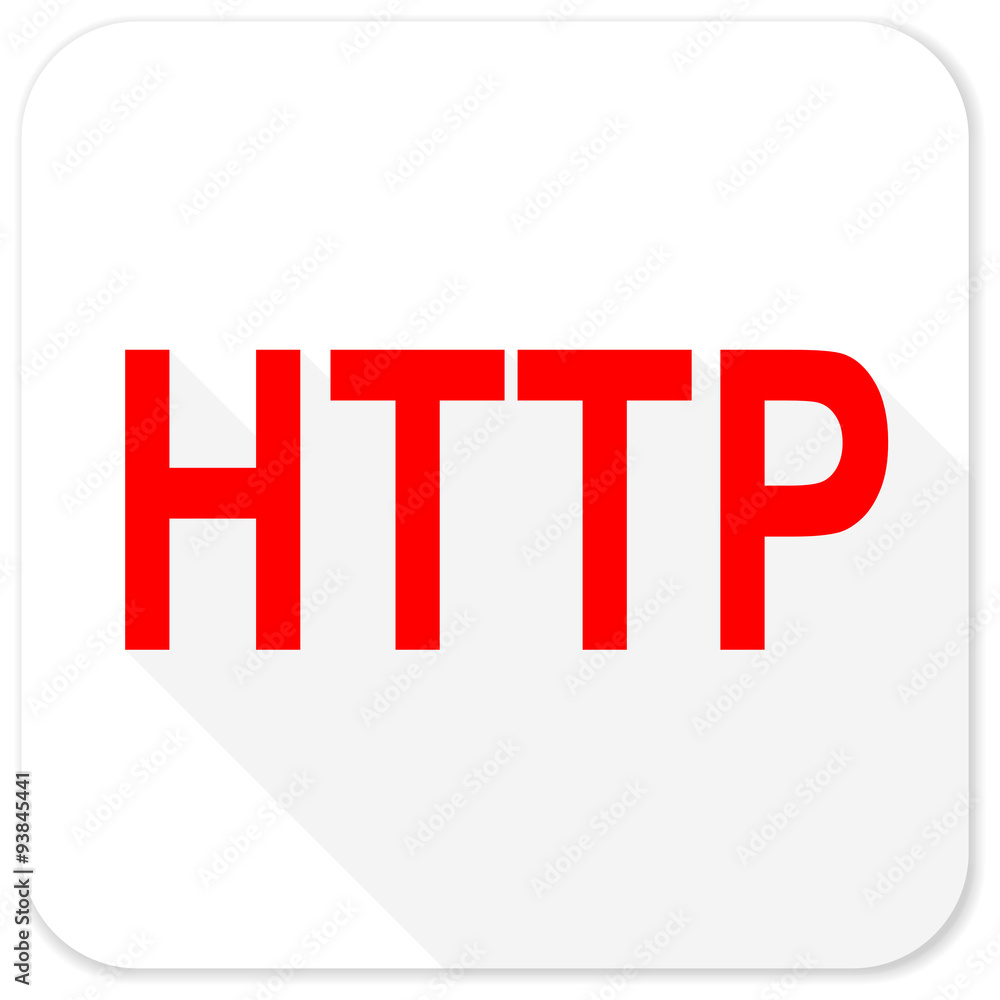 Poster http red flat icon with long shadow on white background